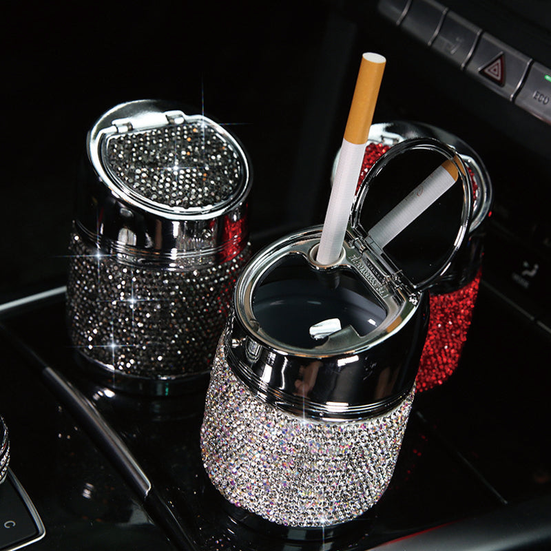 Car Auto Decoration Portable Multifunction Diamond Home With Lid Ashtray