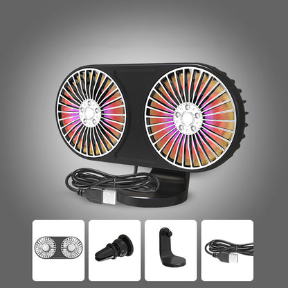 Car Portable Cooling Fan Dual Head With LED