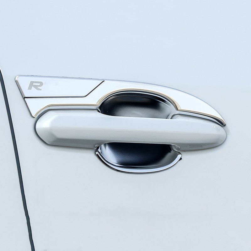 Car Trim Sticker Steel Carbon Fiber Silver  Exterior Door Bowl For Toyota RAV4 2019 2020