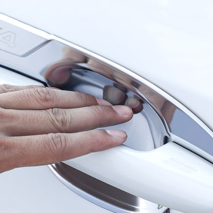 Car Trim Sticker Steel Carbon Fiber Silver  Exterior Door Bowl For Toyota RAV4 2019 2020