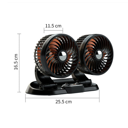Summer Dual Head Car Fan 5V Degree Rotatable Air Cooler
