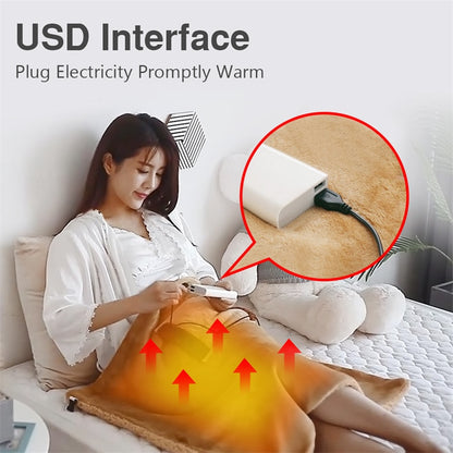 USB Electric Heating Blanket Portable Winter Warm Soft Thicker Cushion