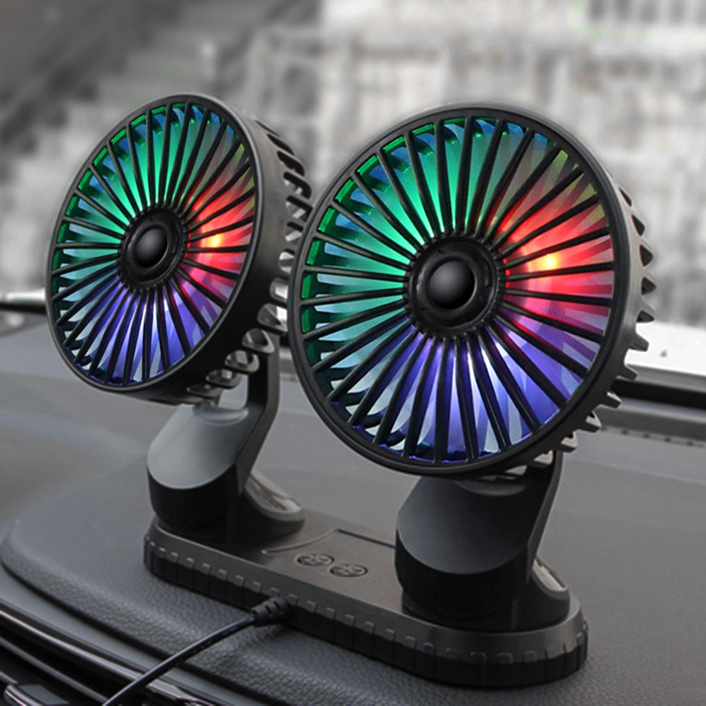Usb Dash Fans USB Vehicle Fan Dual Head Powerful 3-Speed Dashboard Cooling Fan ...
