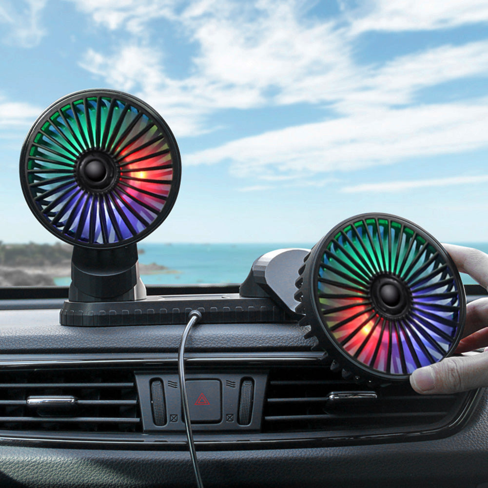 Usb Dash Fans USB Vehicle Fan Dual Head Powerful 3-Speed Dashboard Cooling Fan ...