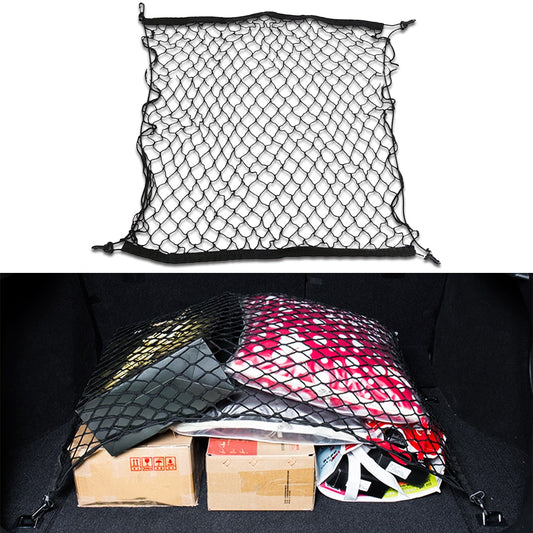 Car Trunk Rear Cargo Luggage Nylon Elastic Mesh Net With 4 Plastic Hooks Pocket