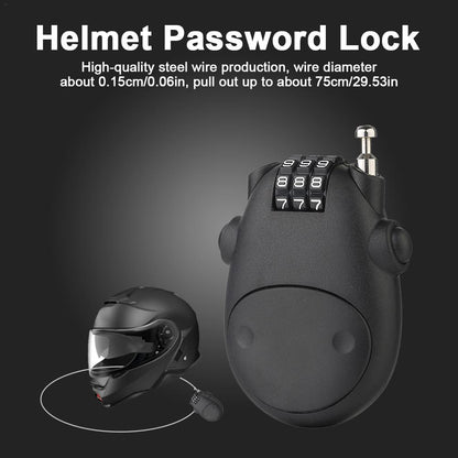 Universal Motorcycle Helmet Password Lock Telescopic Wire Rope Steel Cable Code Lock