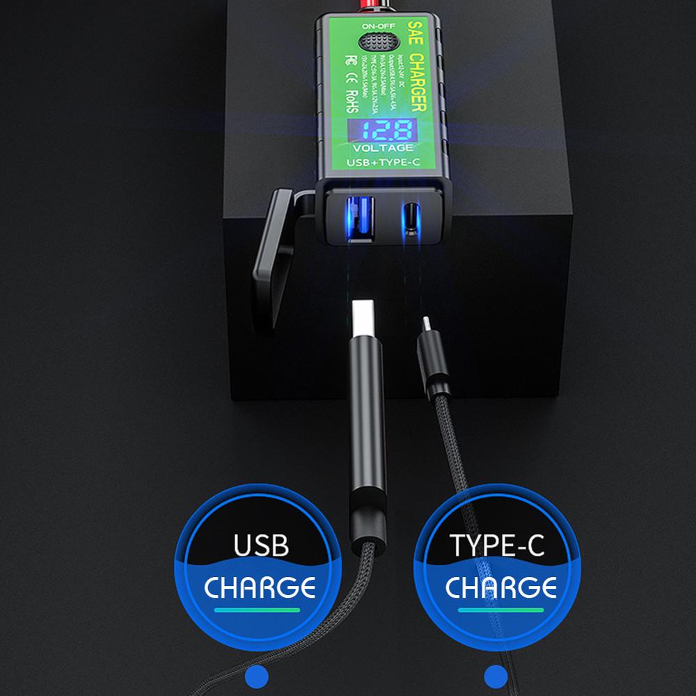 Motorcycle Waterproof USB Charger Voltmeter Mobile Phone 12V 24V