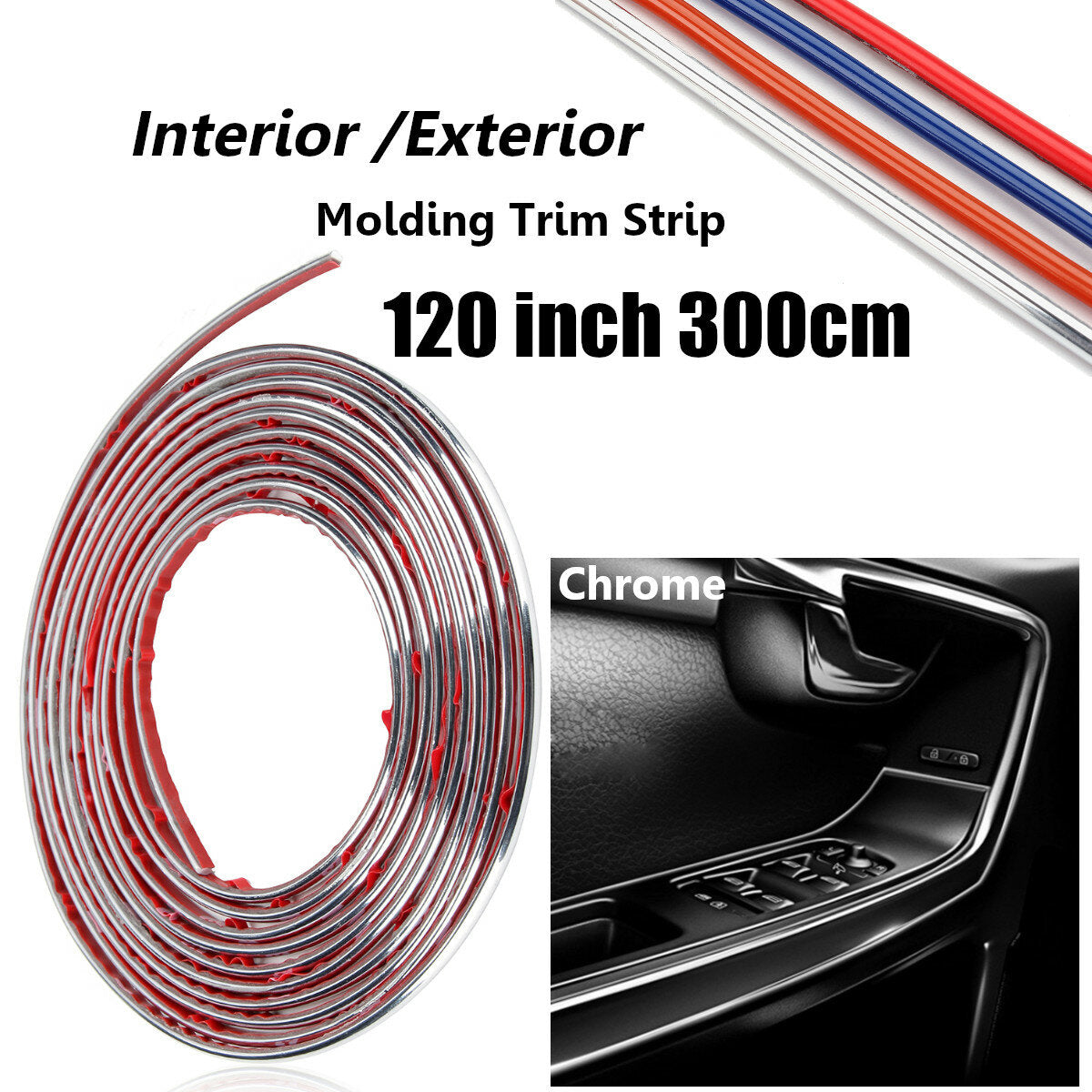 Car Moulding Trim Strip Interior DIY Refit 120 inches 3M Tape