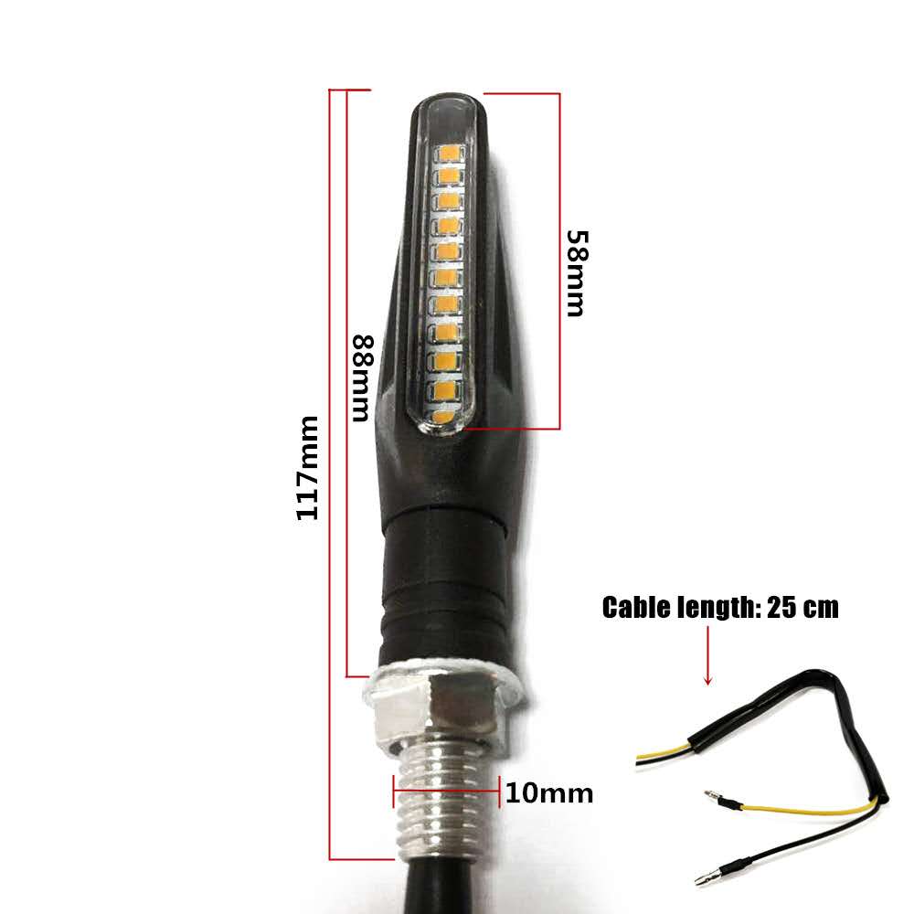 Motorcycle Strip Turn Signal Flowing Indicator Flasher Bendable Amber Light 12V