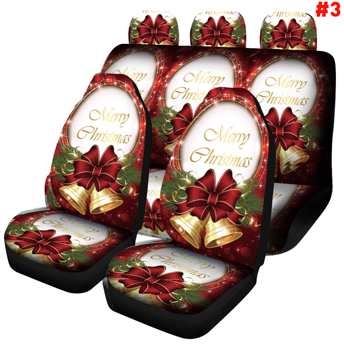 Car Christmas Seat Cushion Cover Protector Universal Fit 7 Pcs