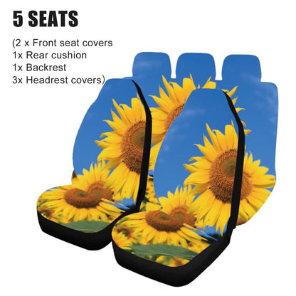 Universal Car Van Seat Covers Printed Front Rear Protection Mats