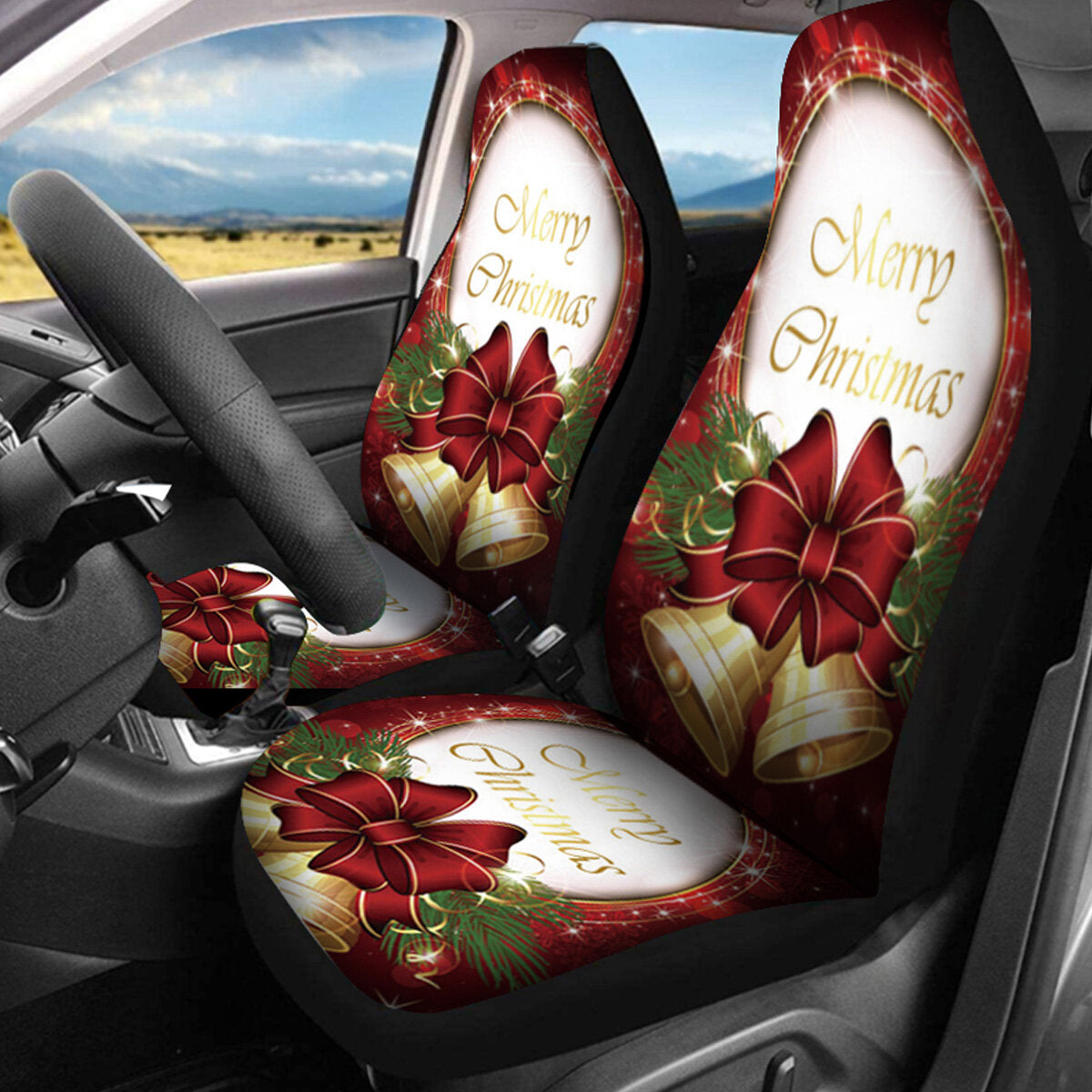 Car Christmas Seat Cushion Cover Protector Universal Fit 7 Pcs