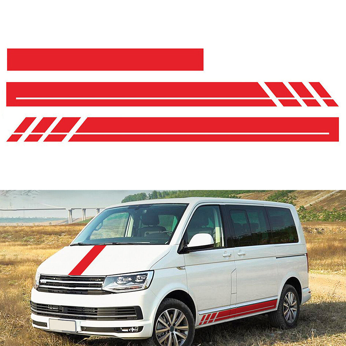 Car Stripes Hood Stickers Decals for VW Transporter Camper Van