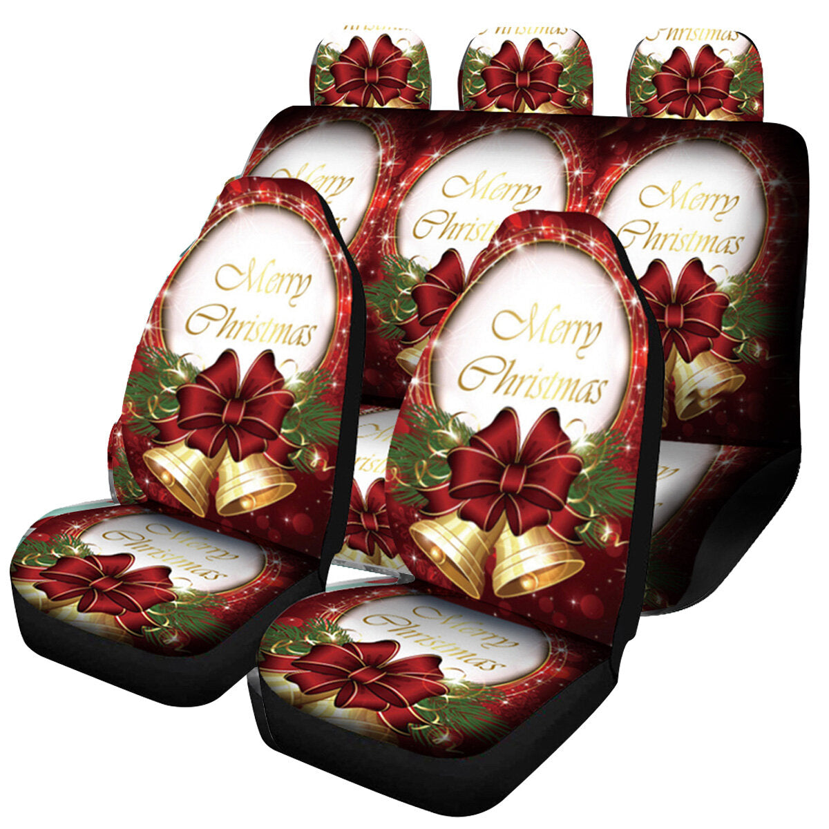 Car Christmas Seat Cushion Cover Protector Universal Fit 7 Pcs