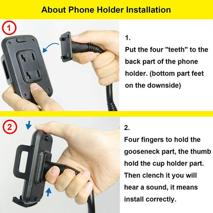 Car Cup Holder Phone Holder Upgraded Adjustable Gooseneck Stable Mount
