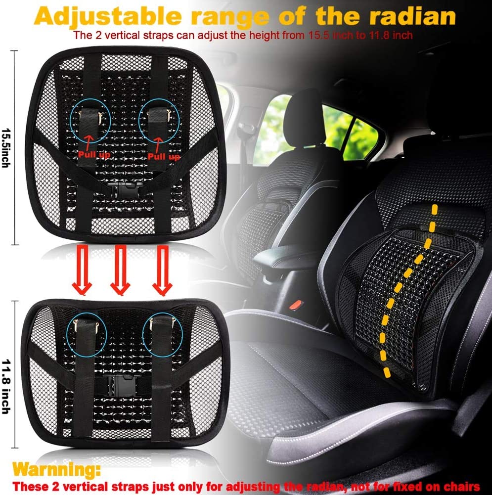 Car Lumbar Support Massage Double-Layer Mesh Breathable Back Support Cushion