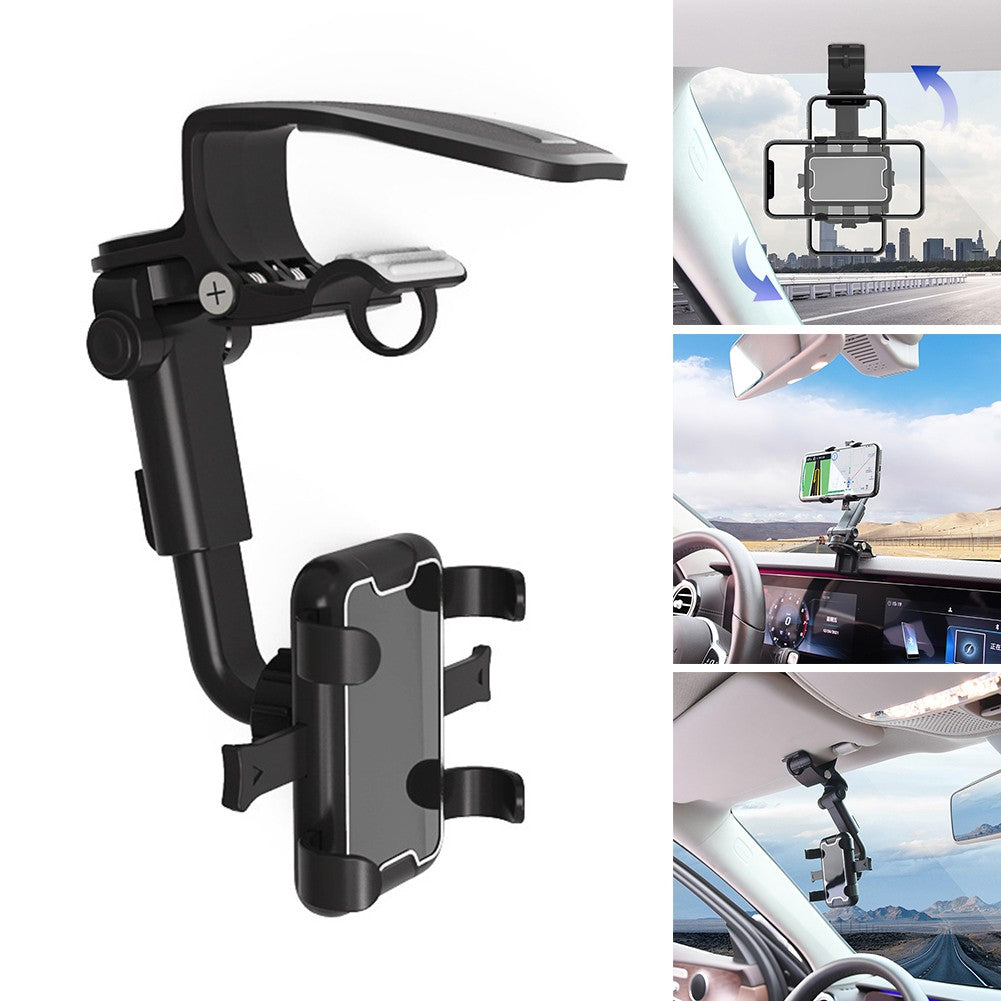 360 Degree Rotatable And Retractable  Car Phone Holder Rearview Mirror