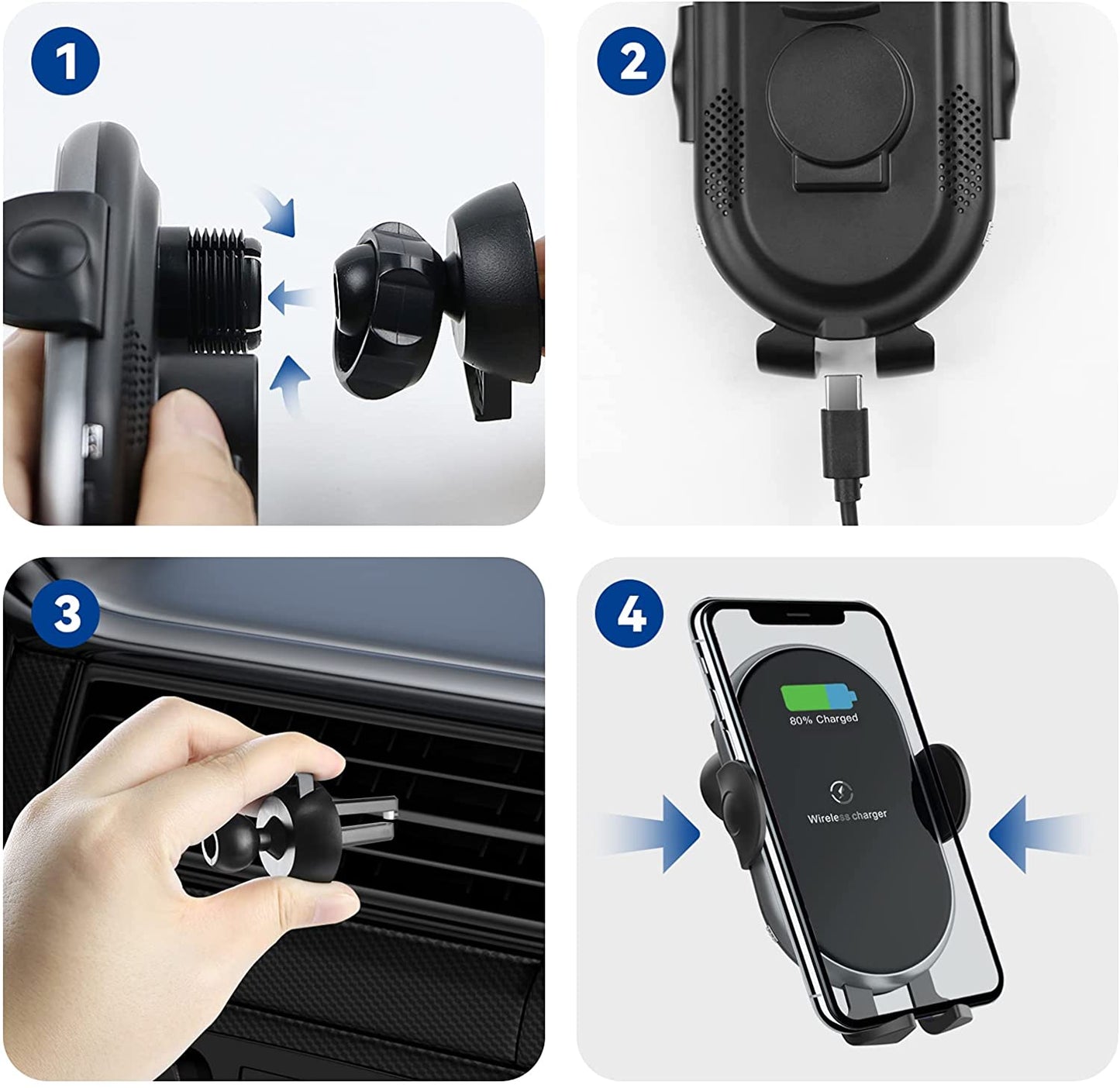 2 In 1 Wireless Car Charger Phone Holder for iPhone