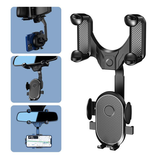 Car Phone Holder 360 Rotation Universal Rearview Mirror Mount