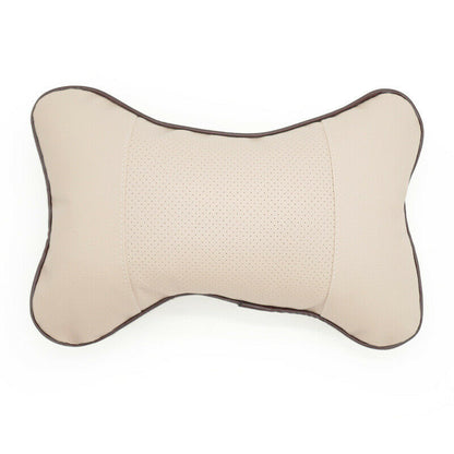 Car Headrest Pillow Neck Cushion PU Leather Breathable 2Pcs