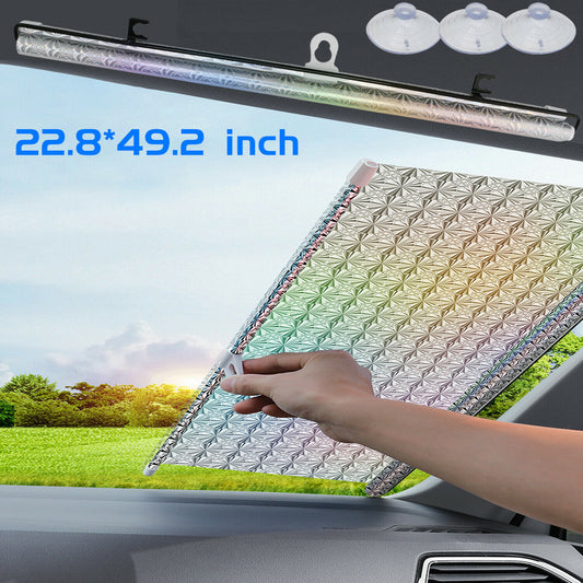 Auto Retractable Window Car Front Windshield Sun Shade Cover Visor Rear