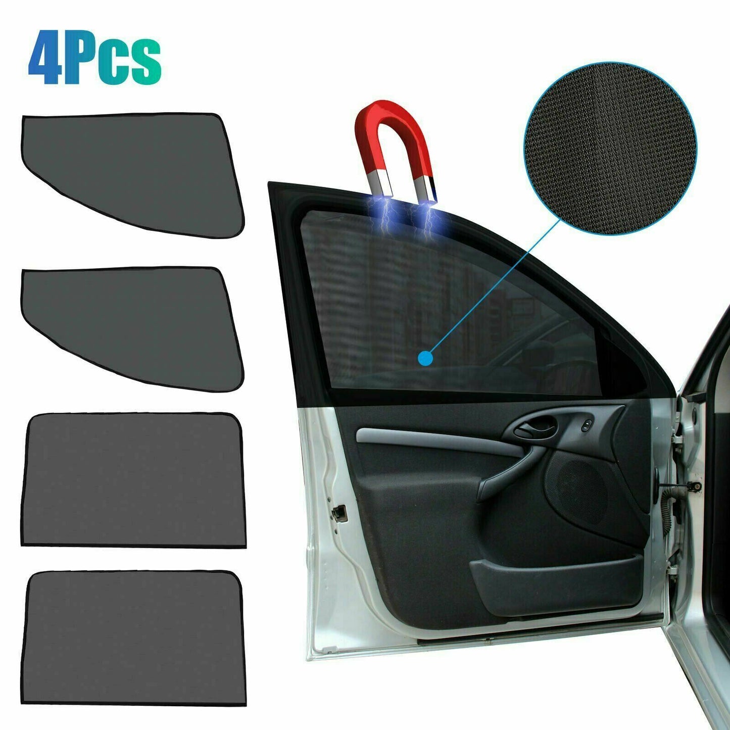4x Magnetic Universal Car Side Rear Window Sun Shade Screen Cover