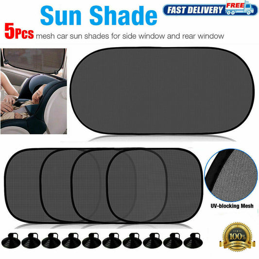 Car Side Rear Window Screen Mesh Sun Shade Cover Windshield 5 PCS